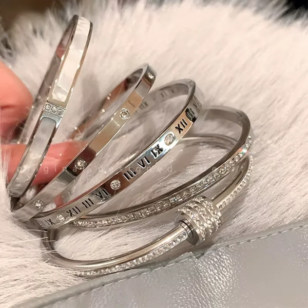Silver Stainless Steel Bangle Bracelet